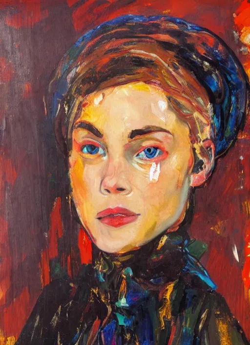 Image similar to a painting of AnnaSophia Robb in style of Chaim Soutine