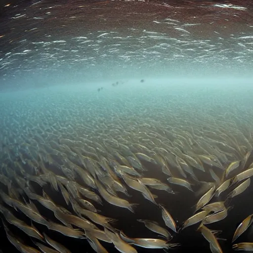 Prompt: 250 eels in the ocean, underwater photography