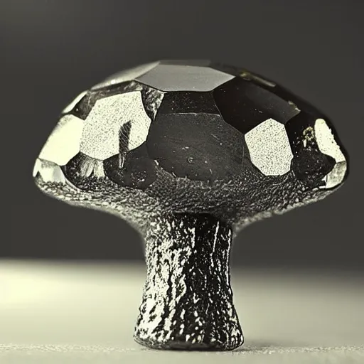 Image similar to a crystal mushroom sharp, jagged, reflective, high detail