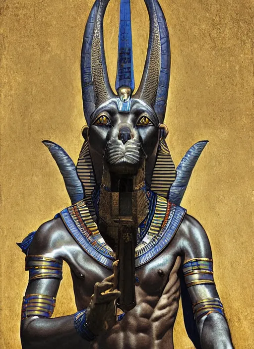 Prompt: digital _ painting _ of _ anubis egyptian god _ by _ filipe _ pagliuso _ and _ justin _ gerard _ symmetric _ fantasy _ highly _ detailed _ realistic _ intricate _ port