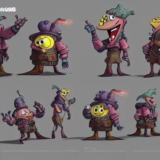 Prompt: character design sheet, spongebob squarepants, fantasy, medieval, vivid colors, concept art, sharp focus, digital art, hyper - realistic, 4 k, unreal engine, highly detailed, hd, dramatic lighting by brom, trending on artstation