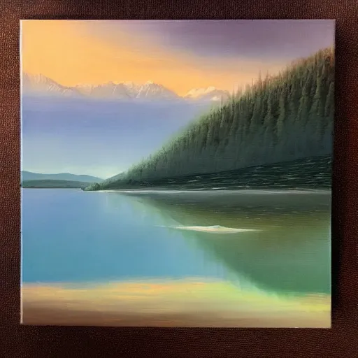 Prompt: an endless lake, that leads into another dimension, portal, oil painting, trending on artstation