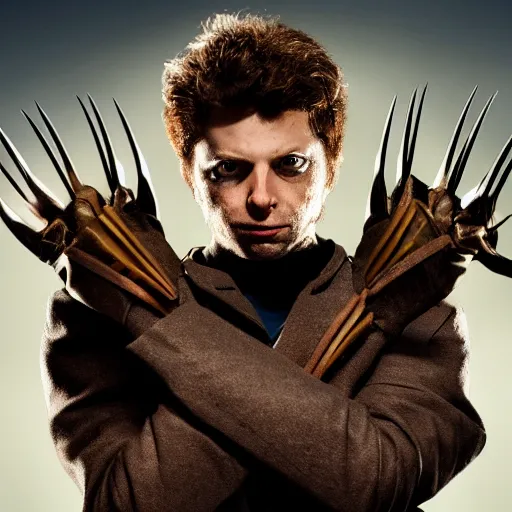 Image similar to Michael Cera as wolverine, mcu, concept art, high definition photography, professional photography, 8k