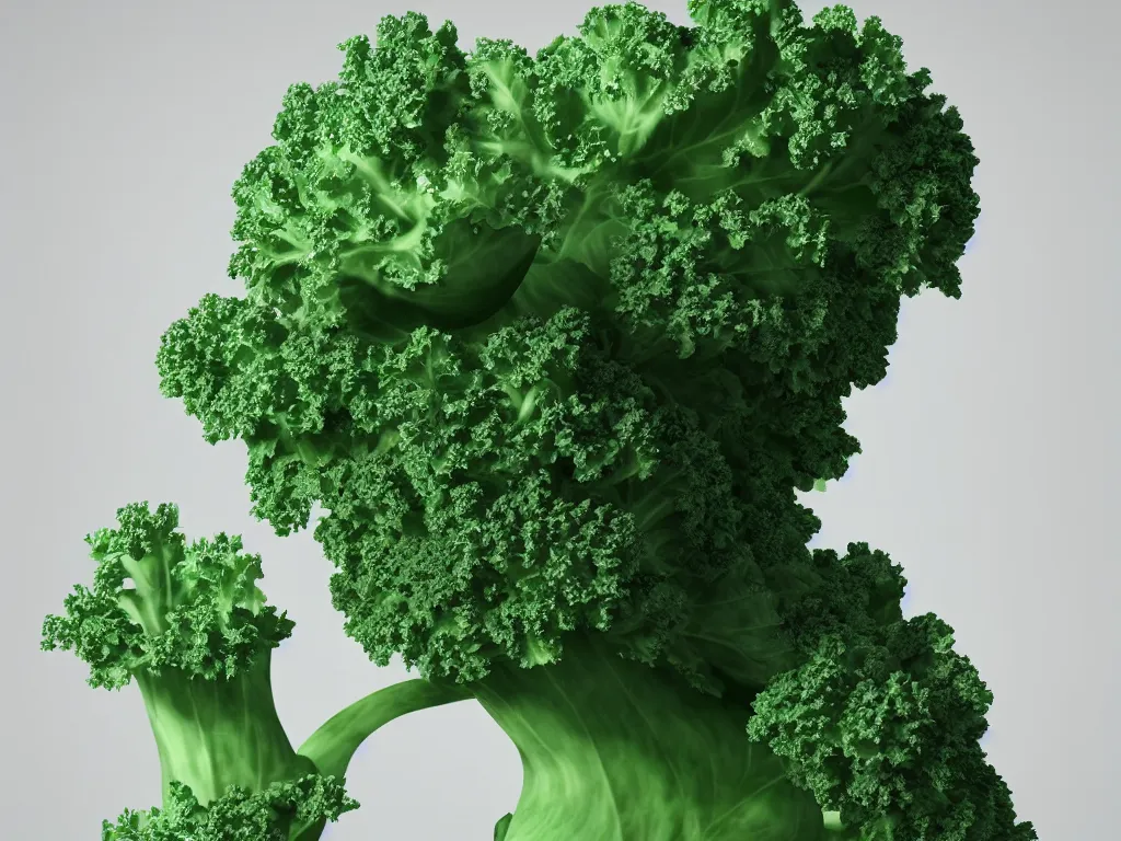 Image similar to highly detailed 3 d render of a raging mad angry kale character, hyper realistic octane render, cinematic lighting, deviantart, lowbrow, surrealism, pixar still