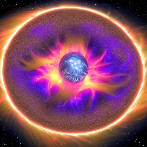 Prompt: neutron star exploding in a dramatic realistic manner
