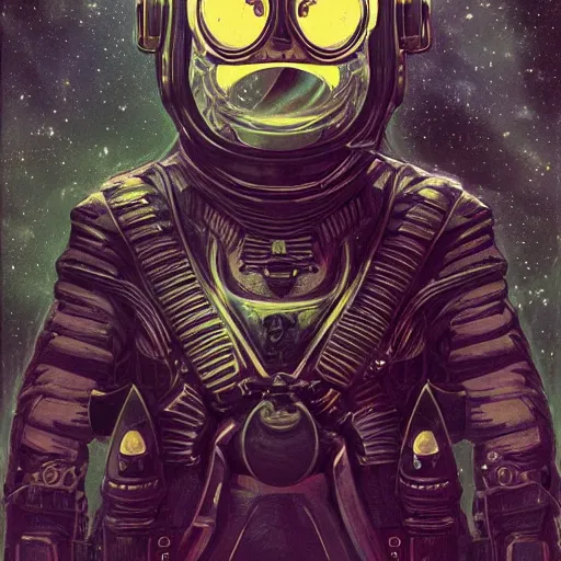 Image similar to space pilot, 70s sci-fi, highly detailed, dark enlightenment, alchemy, nigredo, deep aesthetic, concept art, post process, 4k, highly ornate intricate details, art deco,