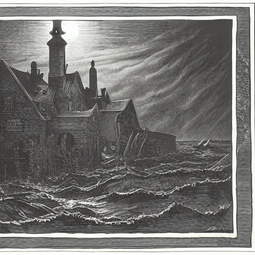 Image similar to Innsmouth, illustration by Gustave Doré