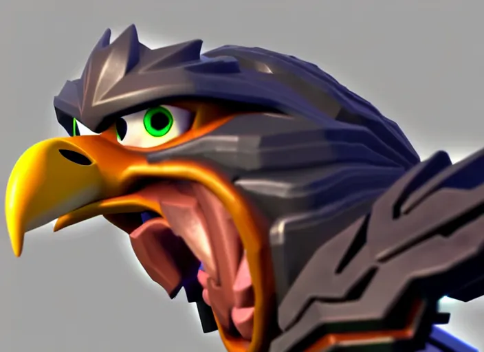 Image similar to eagle head, stylized stl, 3 d render, activision blizzard style, hearthstone style, crash bandicoot artstyle