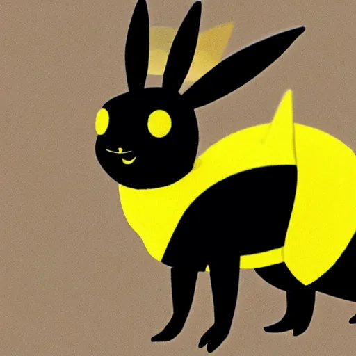 Prompt: black picachu with yellow stripes Umbreon evolution viewed in profile