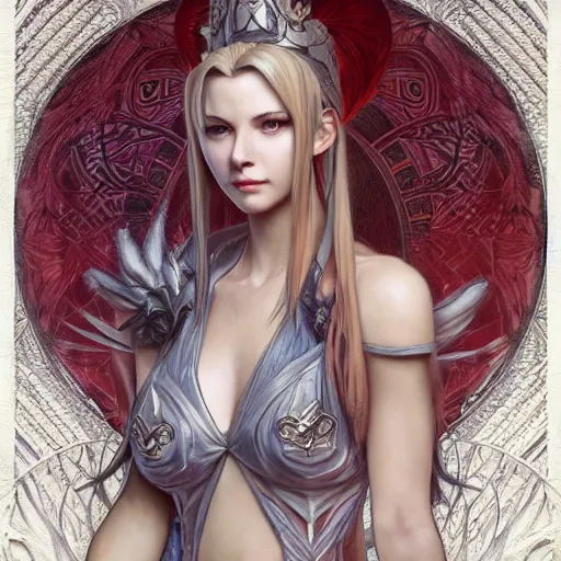 Image similar to amazing lifelike award winning pencil illustration of sorceress edea from final fantasy 8 ff 8 trending on art station artgerm greg rutkowski alphonse mucha cinematic