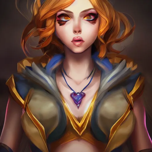 Prompt: league of legends style portrait of a beautiful girl, trending on artstation