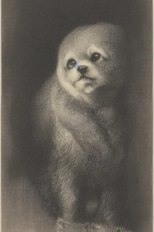 Image similar to portrait of Beanie Baby, Gustave Dore lithography