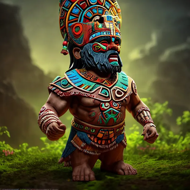 Prompt: epic professional digital art of an Aztec god Garden gnome, best on artstation, breathtaking, epic, stunning, gorgeous, much detail, much wow, cgsociety, wlop, pixiv, behance, deviantart, masterpiece, UHD, 8K