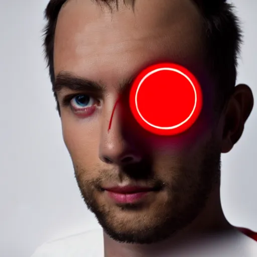 Image similar to a man with red glowing eyes