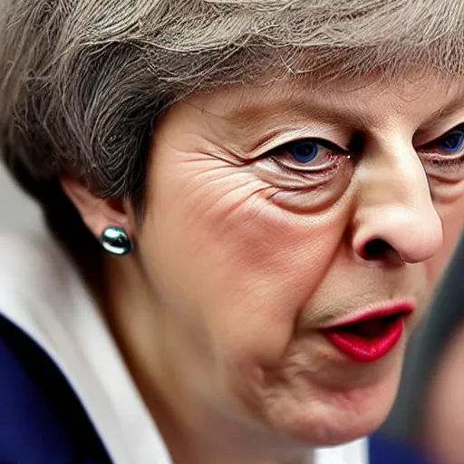 Image similar to theresa may close of up face