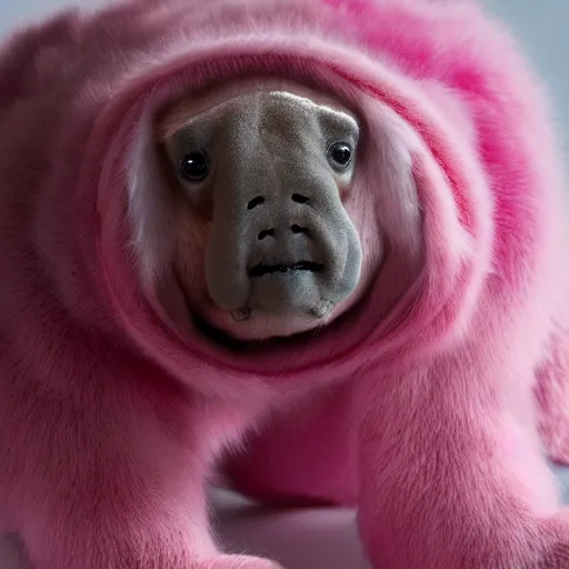 Image similar to A Tardigrade covered in pink fur