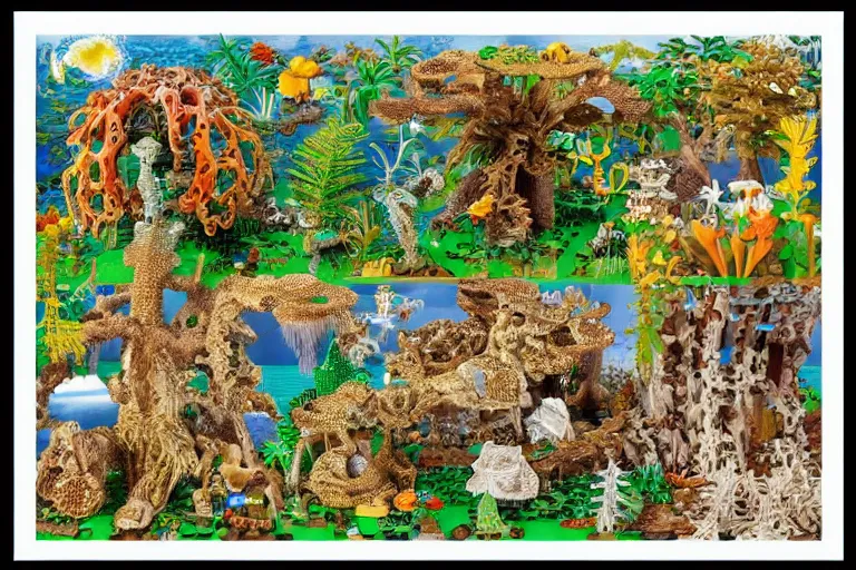 Image similar to ernst haeckel artforms in nature 1 9 8 5 lego set