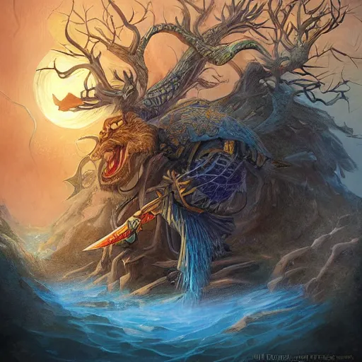 Image similar to Brett Cooper illustrated fantasy art