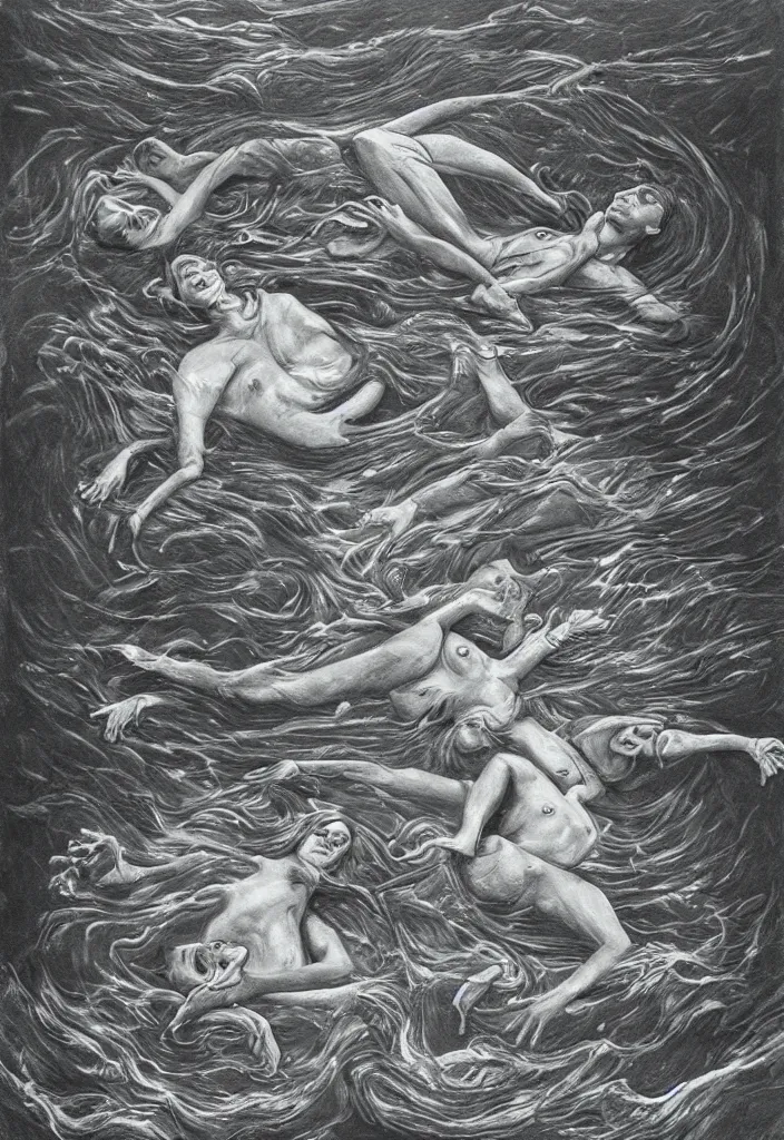 Image similar to highly detailed surrealist art about drowning slowly