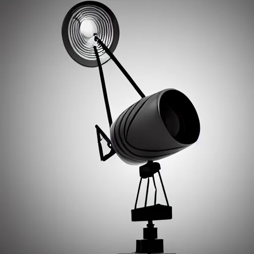 Prompt: pixar lamp as photo camera standing on a brain, hd, 3 d render