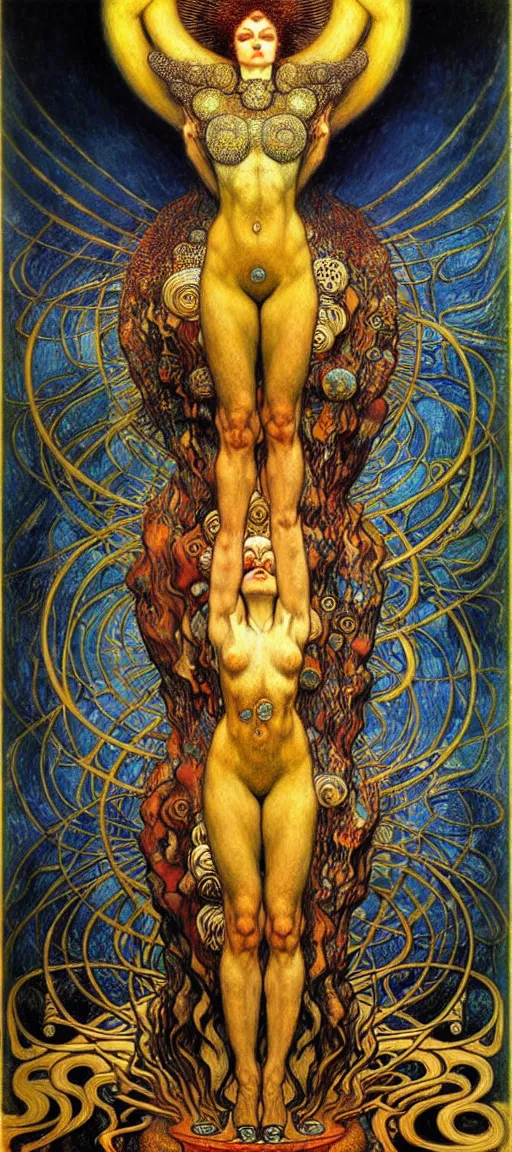 Image similar to Divine Chaos Engine by Karol Bak, Jean Delville, William Blake, Gustav Klimt, and Vincent Van Gogh, symbolist, visionary