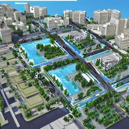 Image similar to a mixed-use walkable neighborhood based on Atlantis