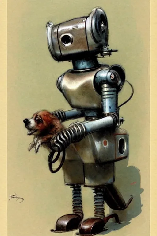 Image similar to (((((1950s retro robot guard dog . muted colors.))))) by Jean-Baptiste Monge !!!!!!!!!!!!!!!!!!!!!!!!!!!