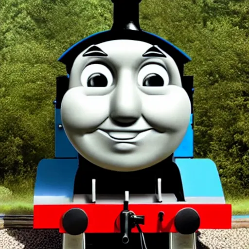 Prompt: Thomas the Tank Engine with Alex Jones face