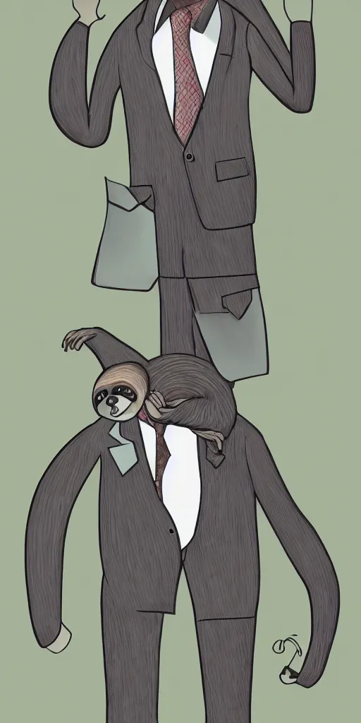 Prompt: a sloth in a suit illustration, procreate on behance