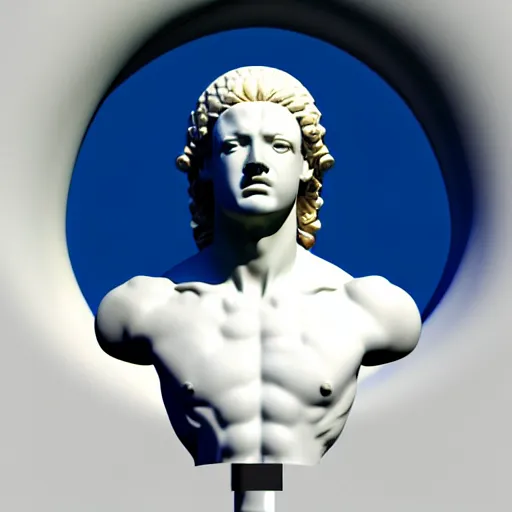 Image similar to 3 d sci - fi cgartist rendering of a hyper realistic marble greek statuary bust floating at the vast pulsating interdimensional fractal space portal at the psychedelic vaporwave event horizon directed by col price, trending on artstation