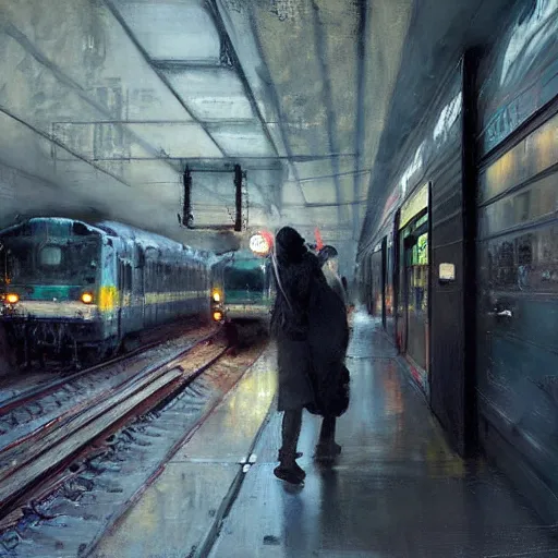 Image similar to toronto kipling station painting by jeremy mann