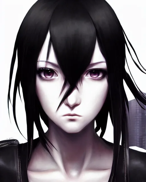 Image similar to portrait Anime goth cyberpunk girl, cute-fine-face, black-hair pretty face, realistic shaded Perfect face, fine details. Anime. realistic shaded lighting by Ilya Kuvshinov katsuhiro otomo ghost-in-the-shell, magali villeneuve, artgerm, rutkowski, WLOP Jeremy Lipkin and Giuseppe Dangelico Pino and Michael Garmash and Rob Rey