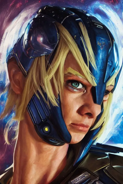 Image similar to a striking painting of 2000AD Judge Anderson, strong lighting, ultra realism, highly detailed, trending on artstation, 4K, HD, oil on canvas