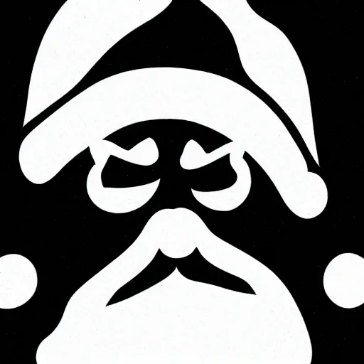 Prompt: evil santa claus, black and white illustration