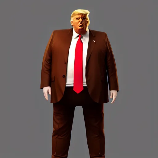 Image similar to hyperrealistic film full body still morbidly obese donald trump, inspired by istvan sandorfi & greg rutkowski & unreal engine, perfect facial symmetry, dim volumetric cinematic lighting, 8 k octane comprehensive render, extremely hyper - detailed, incredibly lifelike attributes, intricate, real flesh texture, masterpiece, artstation, stunning,