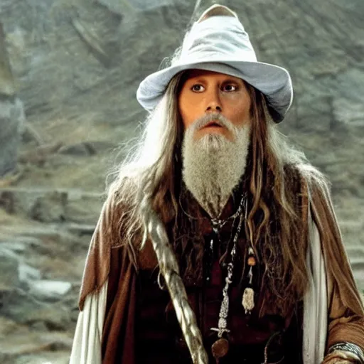 Prompt: Johnny Depp playing Gandalf from Lord of the Rings