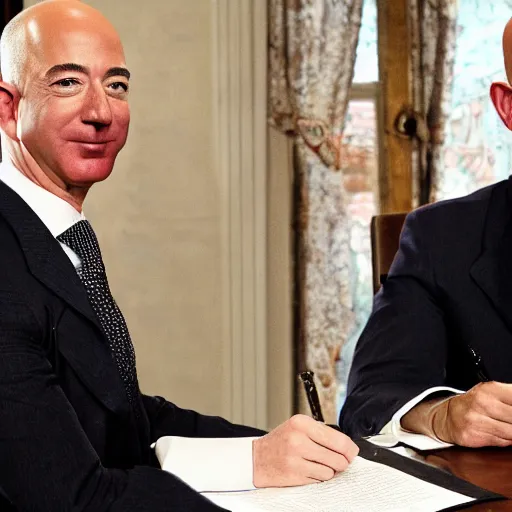 Prompt: jeff bezos signing the declaration of independence