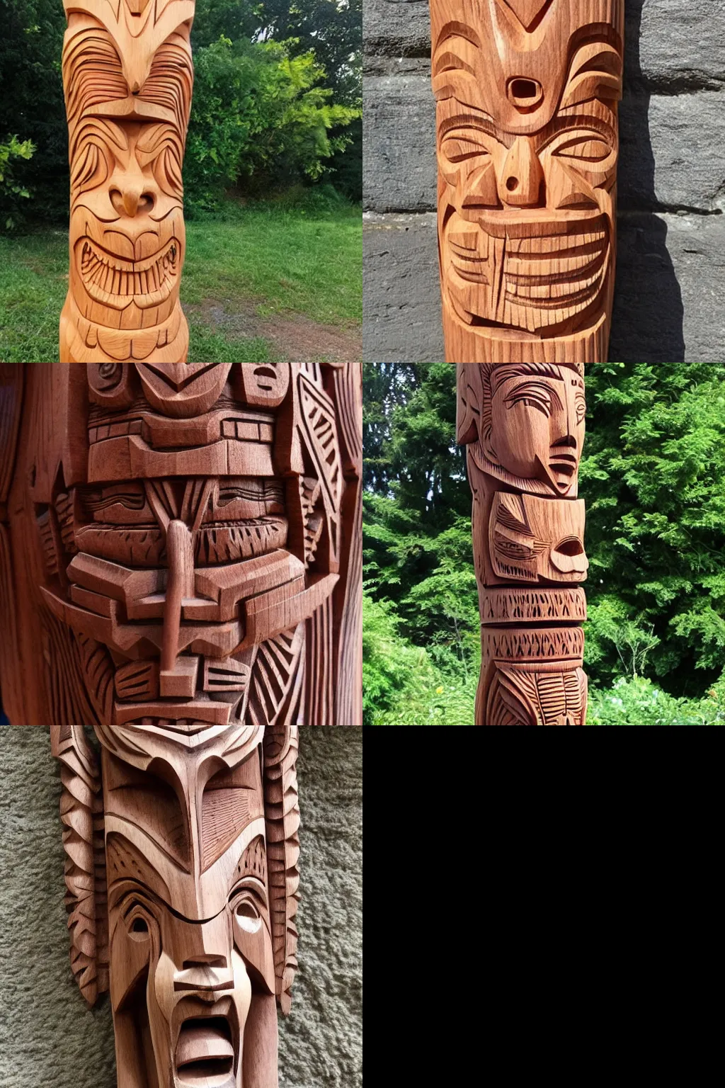 Prompt: a very detailed carved wooden totem in the shape of a larynx