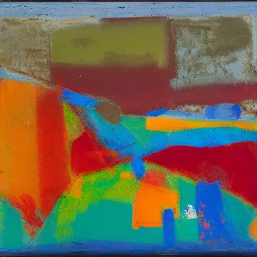 Prompt: a landscape by john hoyland, macabre