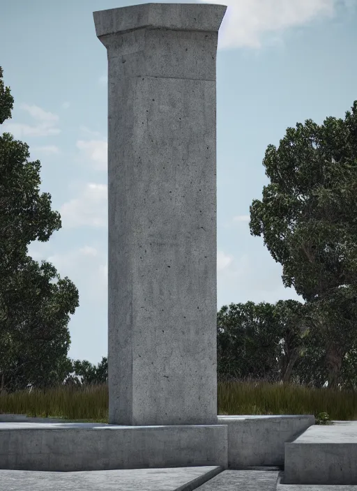 Prompt: highly detailed realistic architecture 3 d render of a concrete stele monument in frank gahry style standing on a side of a highway, archdaily, made in unreal engine 4 octane render