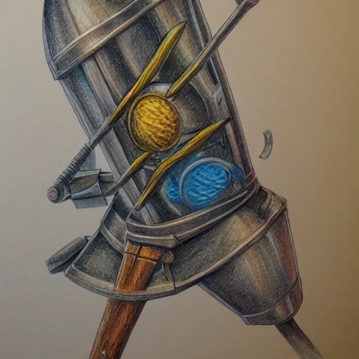 Prompt: Colored pencil art on paper, Battle Axe, highly detailed, artstation, MasterPiece, Award-Winning, Caran d'Ache Luminance