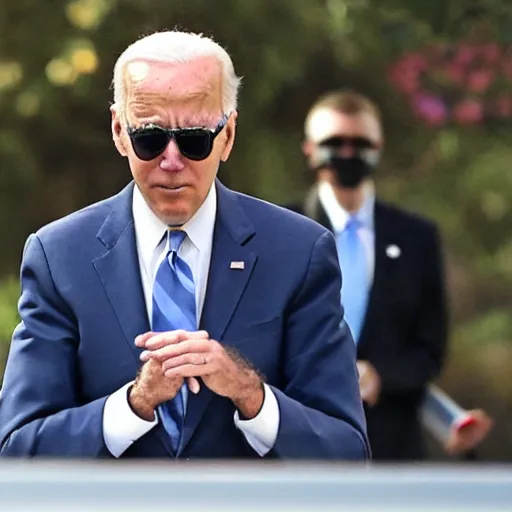 Prompt: a photo of joe biden smoking a cigar