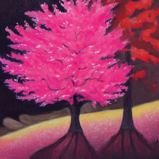 Image similar to pink tree on fire panting