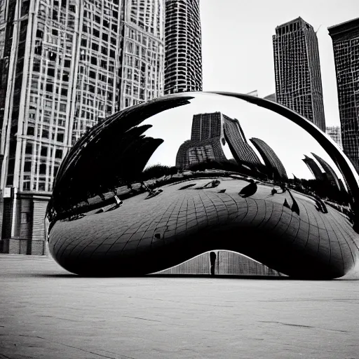 Image similar to the chicago bean as a black jelly bean, photography, kodak film, 5 0 mm