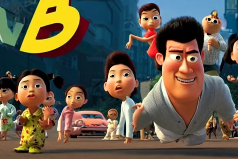 Prompt: film still of a pixar movie about the yakuza.