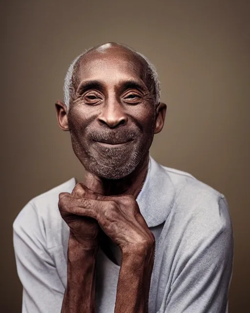 Prompt: portrait of kobe bryant, peaceful, old and wrinkled, in his 8 0 s, photography by steve mccurry, trending on artstation