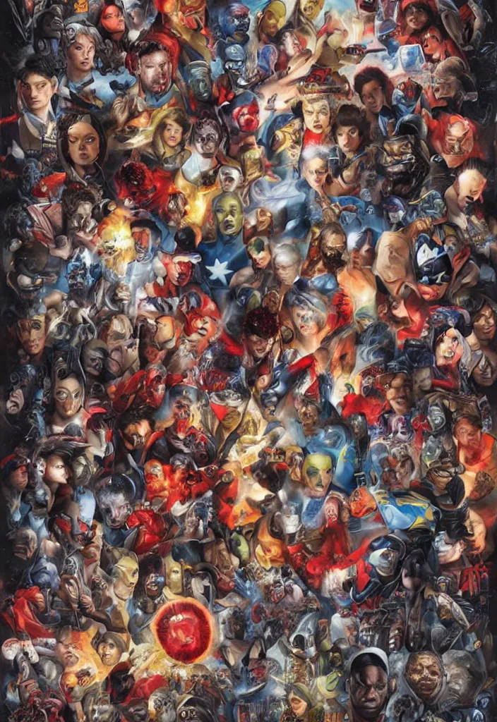 Image similar to natural disasters portrait, Marvel style, by Tristan Eaton, Stanley Artgerm and Tom Bagshaw.