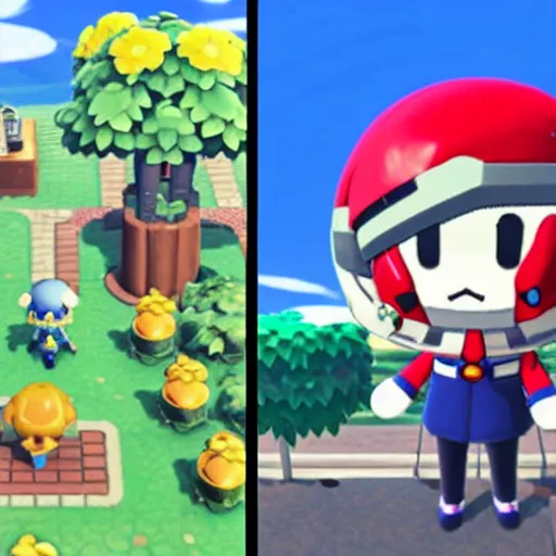 Image similar to gundam suit in animal crossing