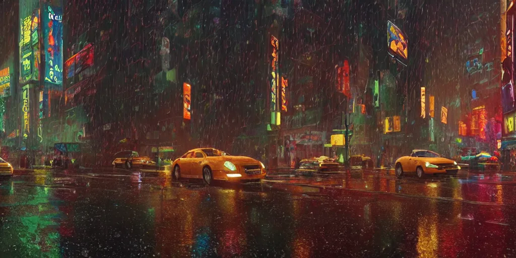 Image similar to a film still trough a raincovered window on a rainy but colourful day in new york. sparkling lights, wide shot, frog perspective, wes anderson, studio ghibli, pixar and disney animation, sharp, rendered in unreal engine 5, anime key art by greg rutkowski, bloom, dramatic lighting