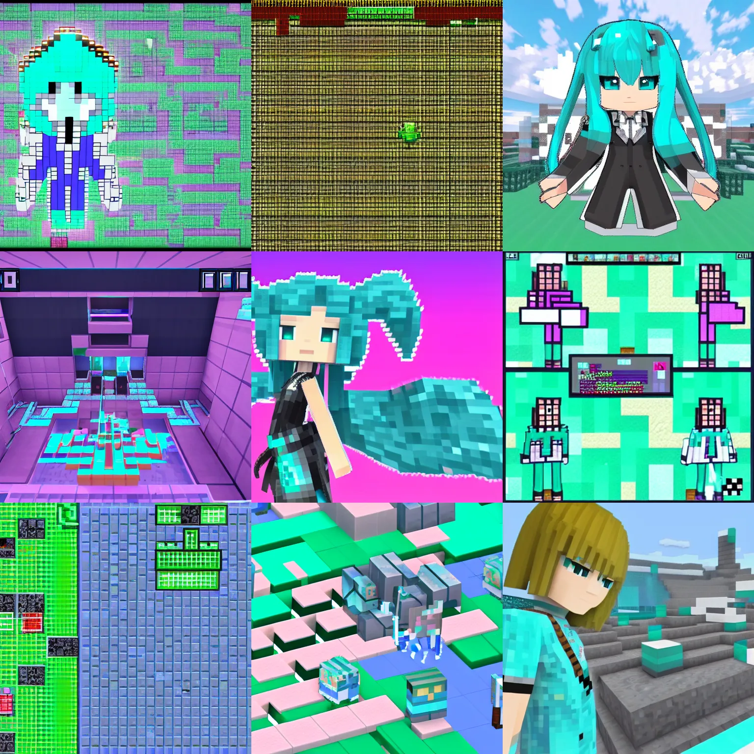 Prompt: hatsune miku programming minecraft